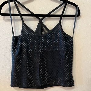 St John Griffith Gray black crop tank with sequins